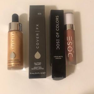 Cover FX Glitter Drop + DOC liquid lipstick NIB